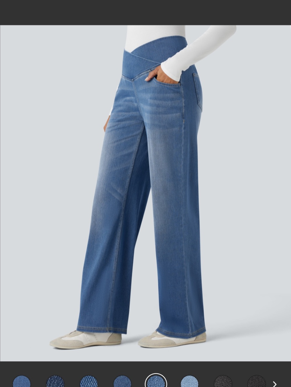 HALARA High-Waist Wide Leg Jeans — Classic Blue